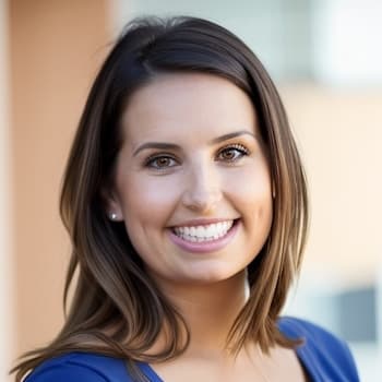 Therapist Stephanie Steele's professional headshot outside wearing a blue top